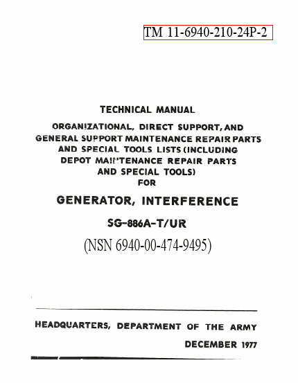 TM 11-6940-210-24P-2. Technical Manual